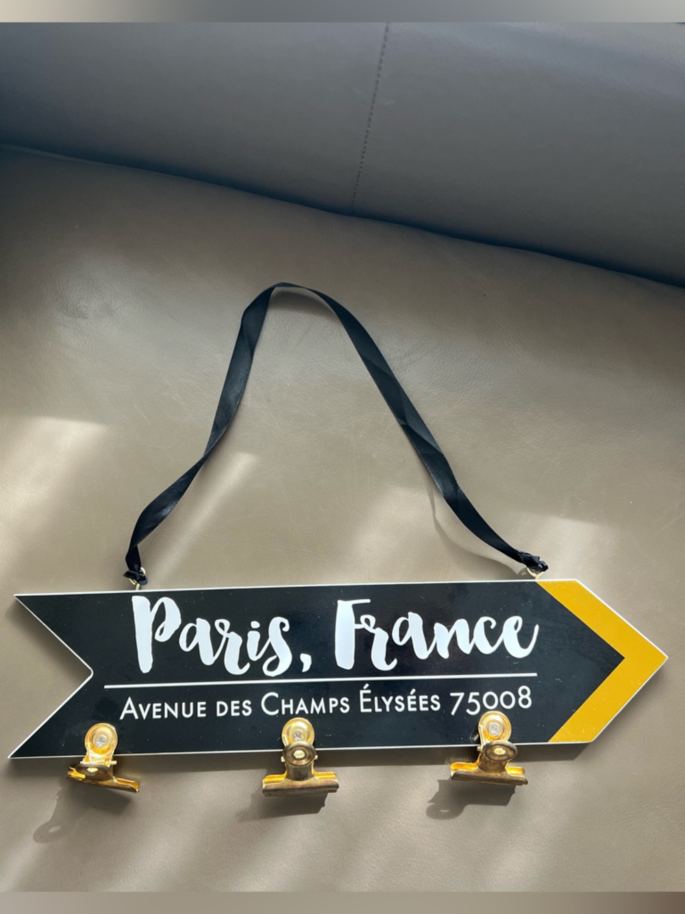 Paris, France Decorative Hanging Sign in Black and Yellow